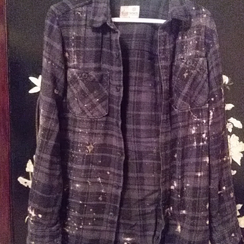 OOAK Grunge Pixie Dust Bleached Gray Plaid Jacket